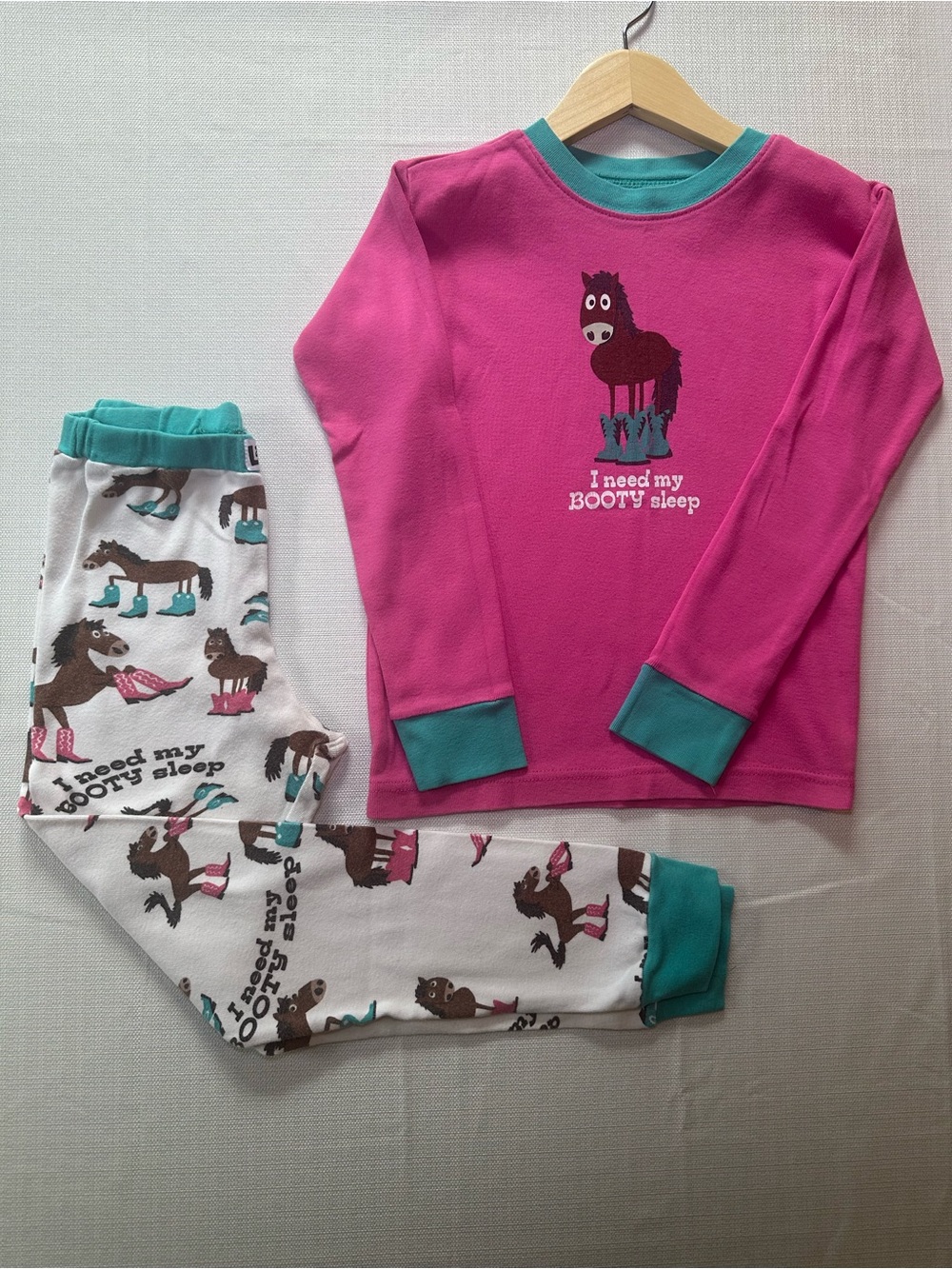 Lazy One Horse Print Long Sleeve Pajama Set Kids Sleepwear
